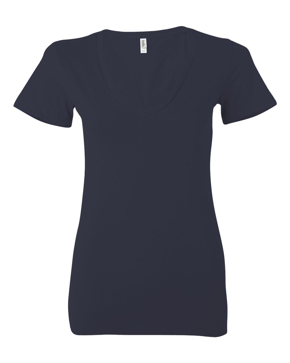 Women’s Jersey Deep V-Neck Tee - Front - B57306653 - Navy