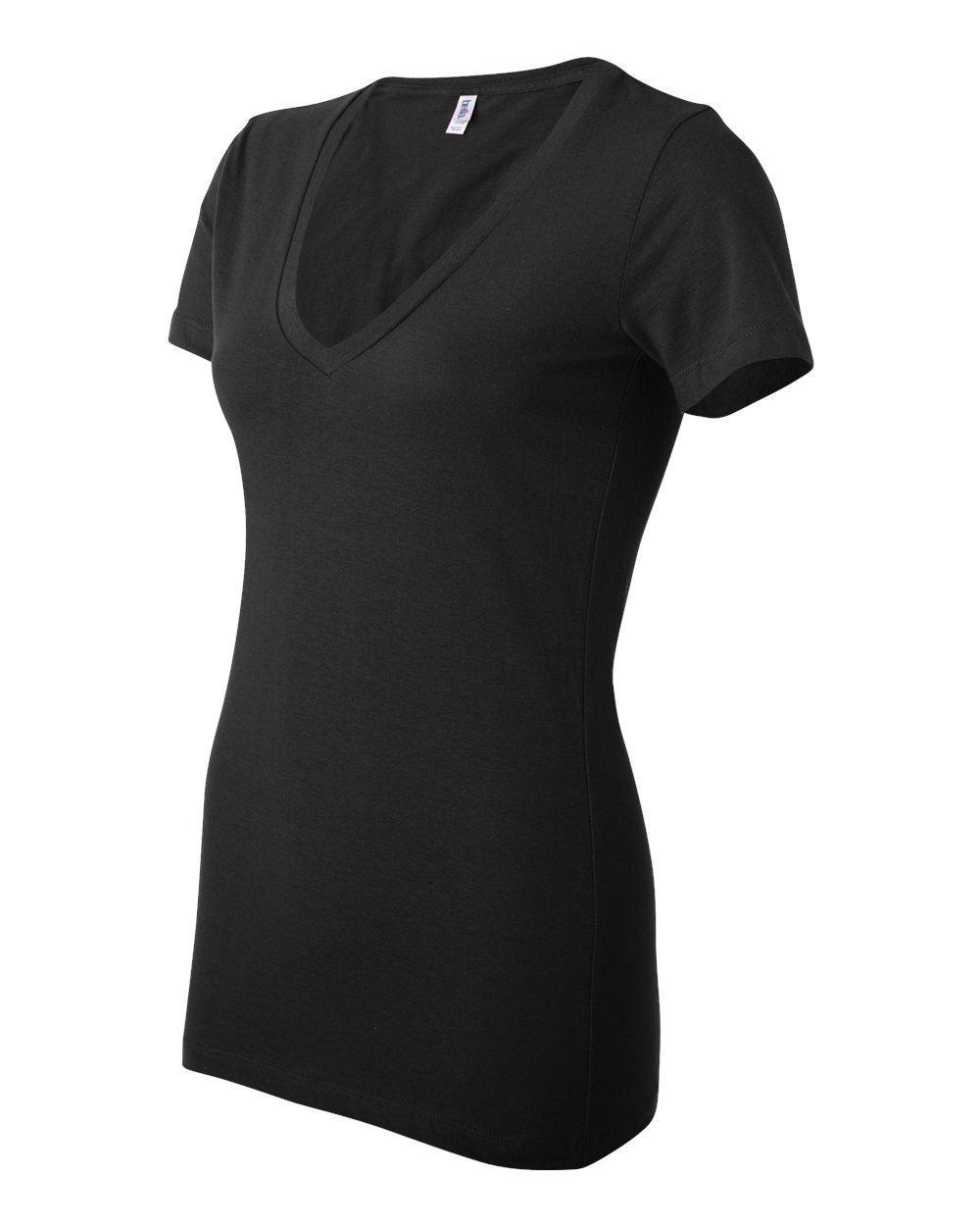Women’s Jersey Deep V-Neck Tee - Side - B57306507 - Black