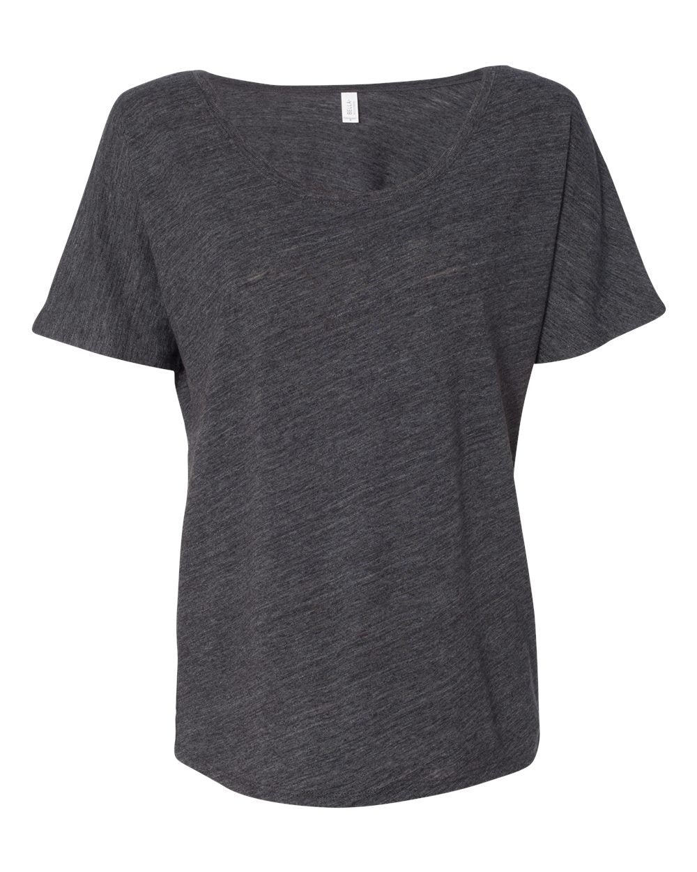 Women’s Slouchy Tee - Front - B80606493 - Charcoal Black Slub