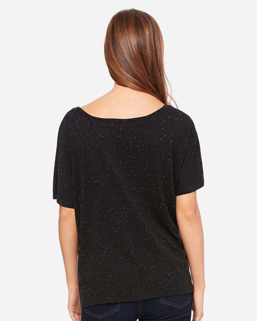 Women’s Slouchy Tee - OnModelBack - B80606453 - Black Speckled