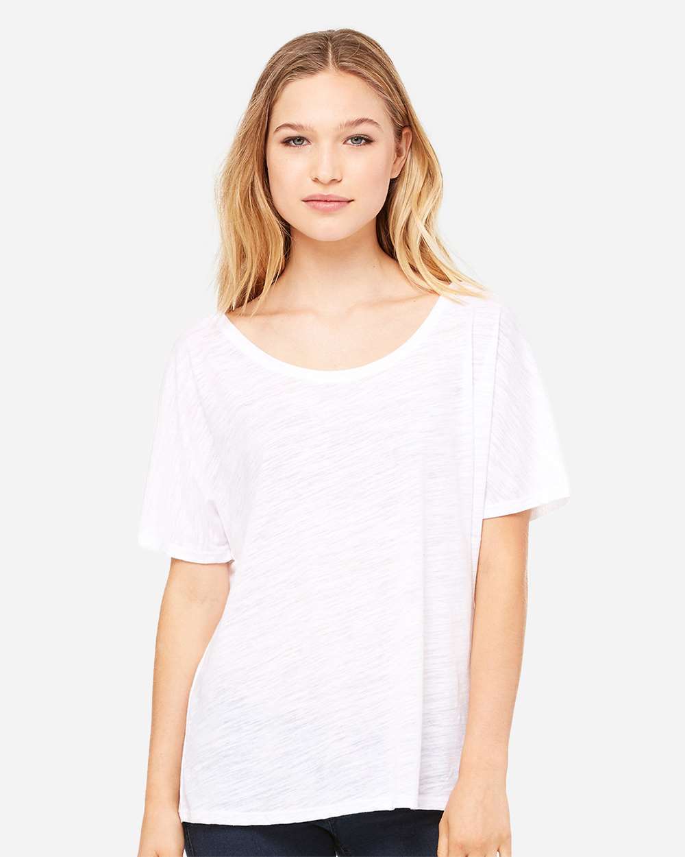 Women’s Slouchy Tee - OnModelFront - B80606023 - White Slub