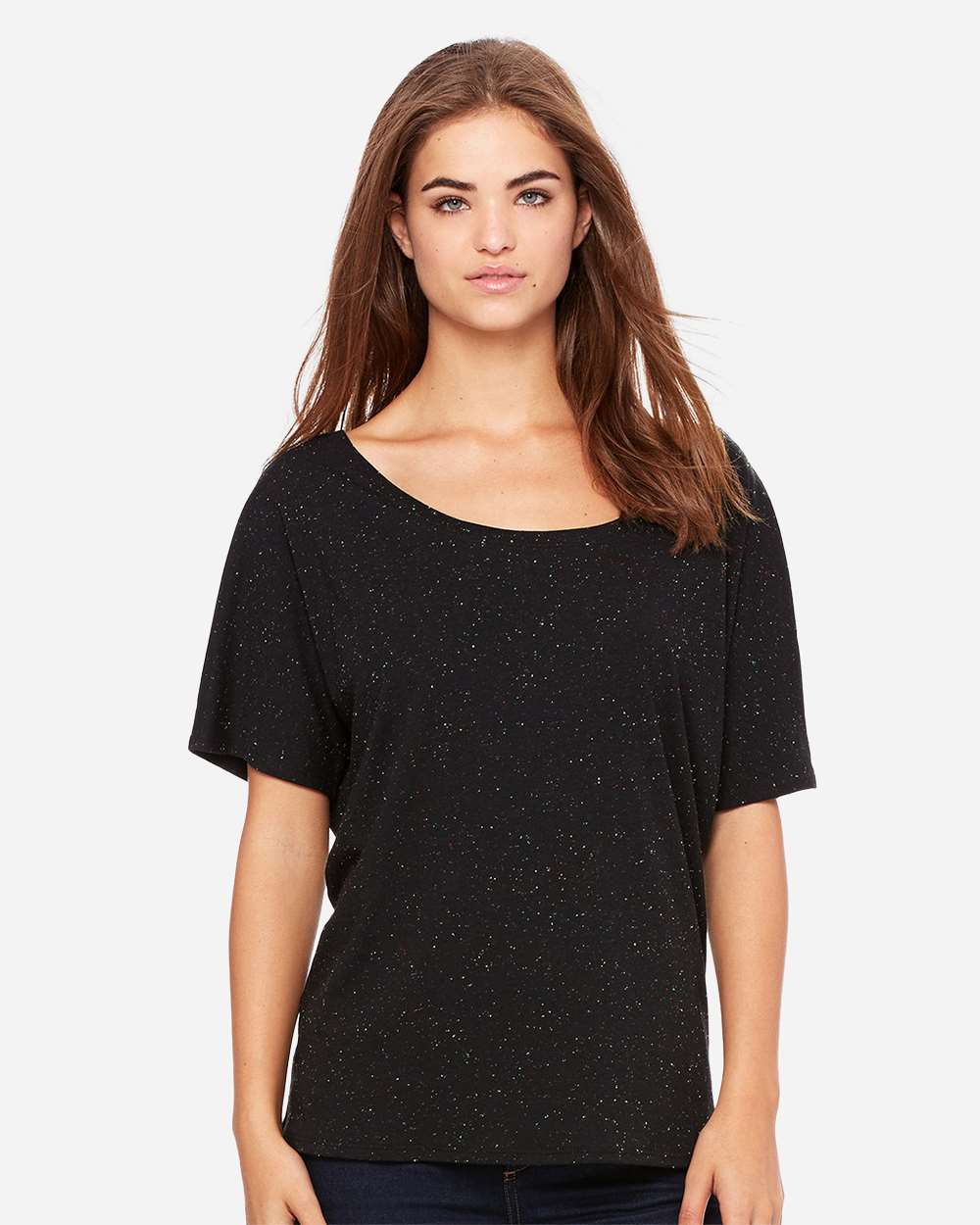 Women’s Slouchy Tee - OnModelFront - B80606453 - Black Speckled