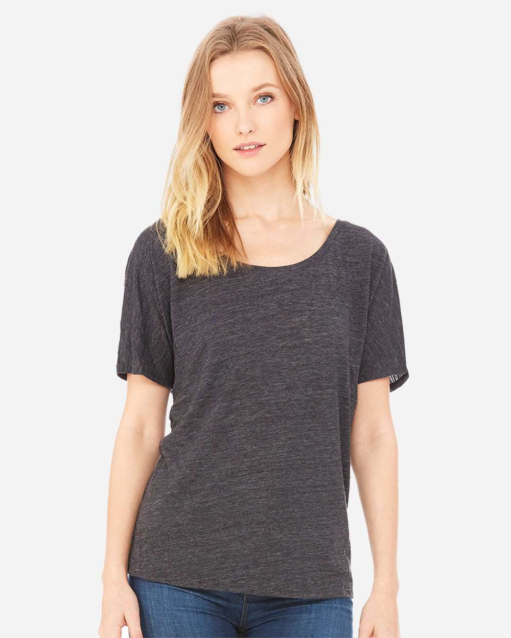 Women’s Slouchy Tee - OnModelFront - B80606493 - Charcoal Black Slub