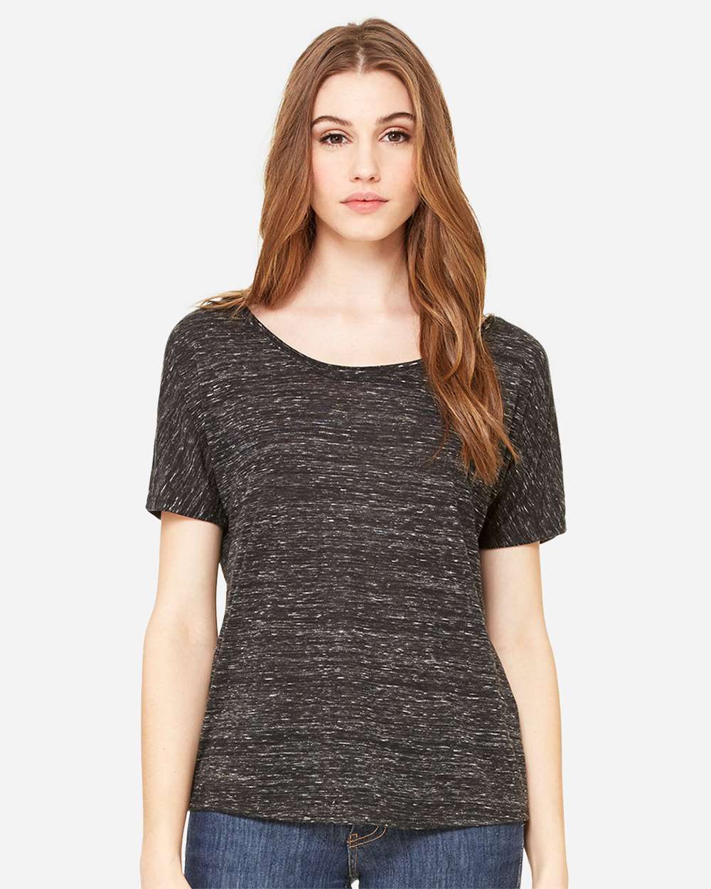Women’s Slouchy Tee - OnModelFront - B80606513 - Black Marble