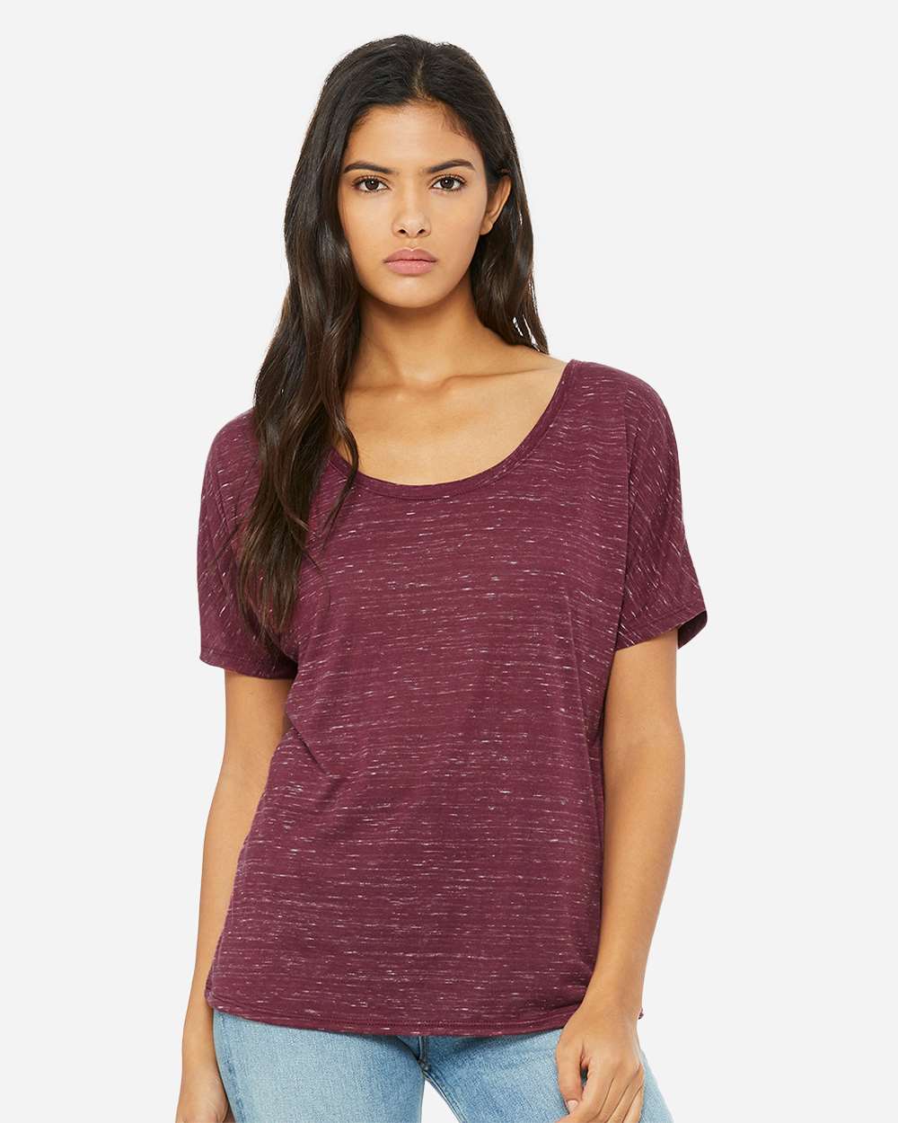 Women’s Slouchy Tee - OnModelFront - B80606533 - Maroon Marble