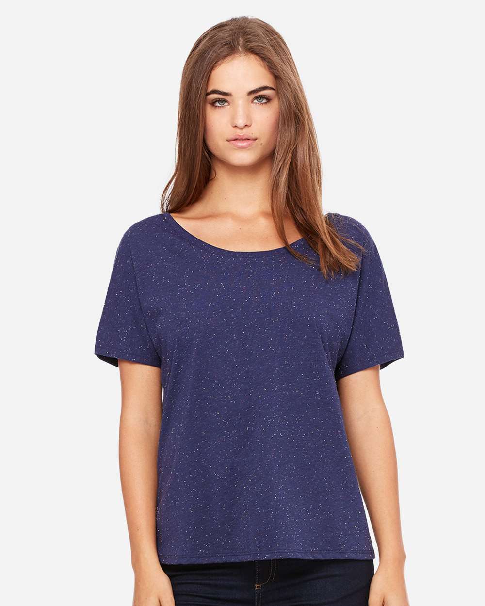 Women’s Slouchy Tee - OnModelFront - B80606633 - Navy Speckled