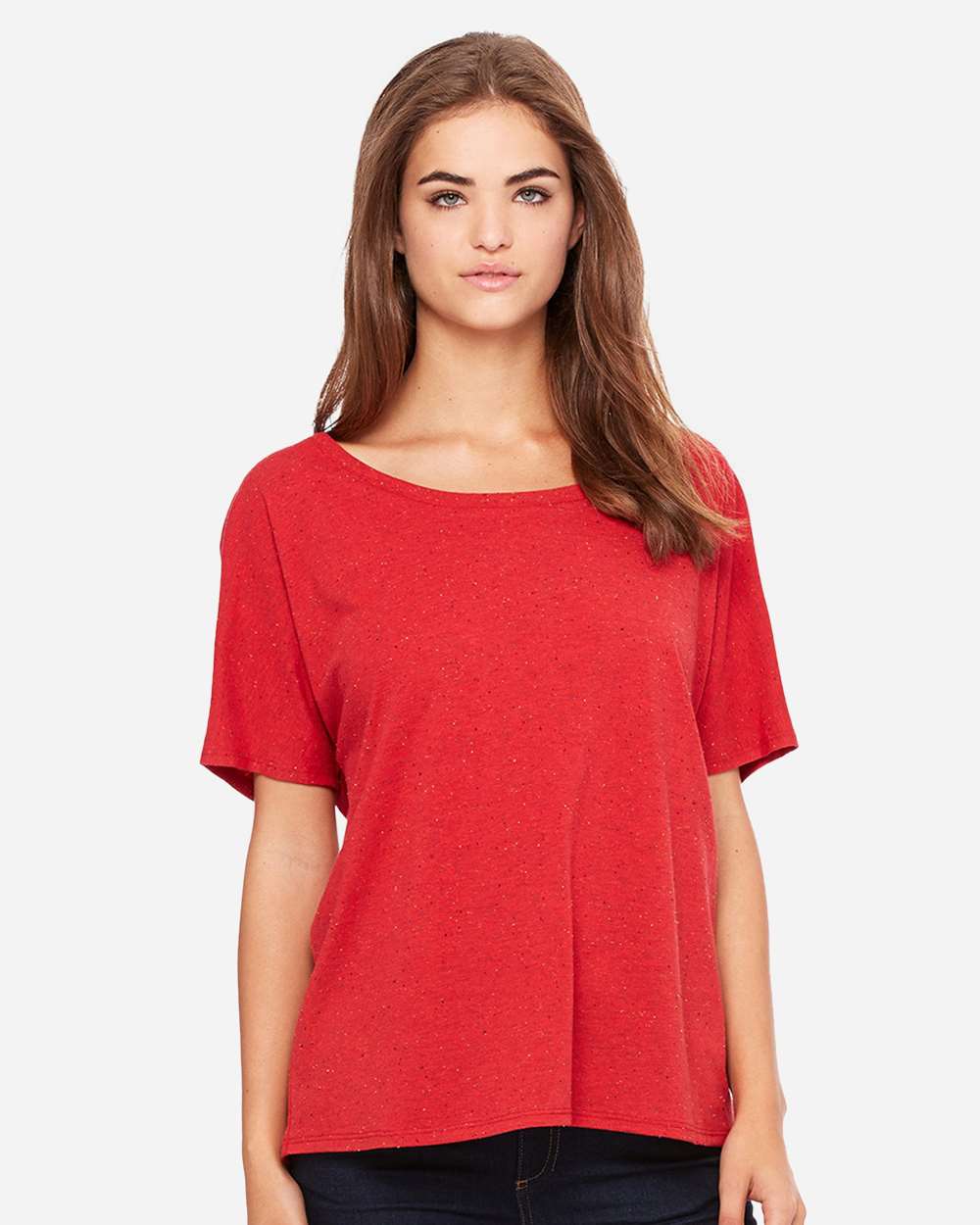 Women’s Slouchy Tee - OnModelFront - B80606693 - Red Speckled