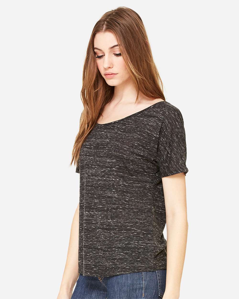 Women’s Slouchy Tee - OnModelSide - B80606513 - Black Marble