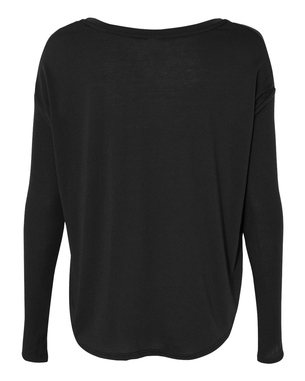 Women’s Flowy 2x1 Ribbed Long Sleeve Tee - Back - B88806503 - Black