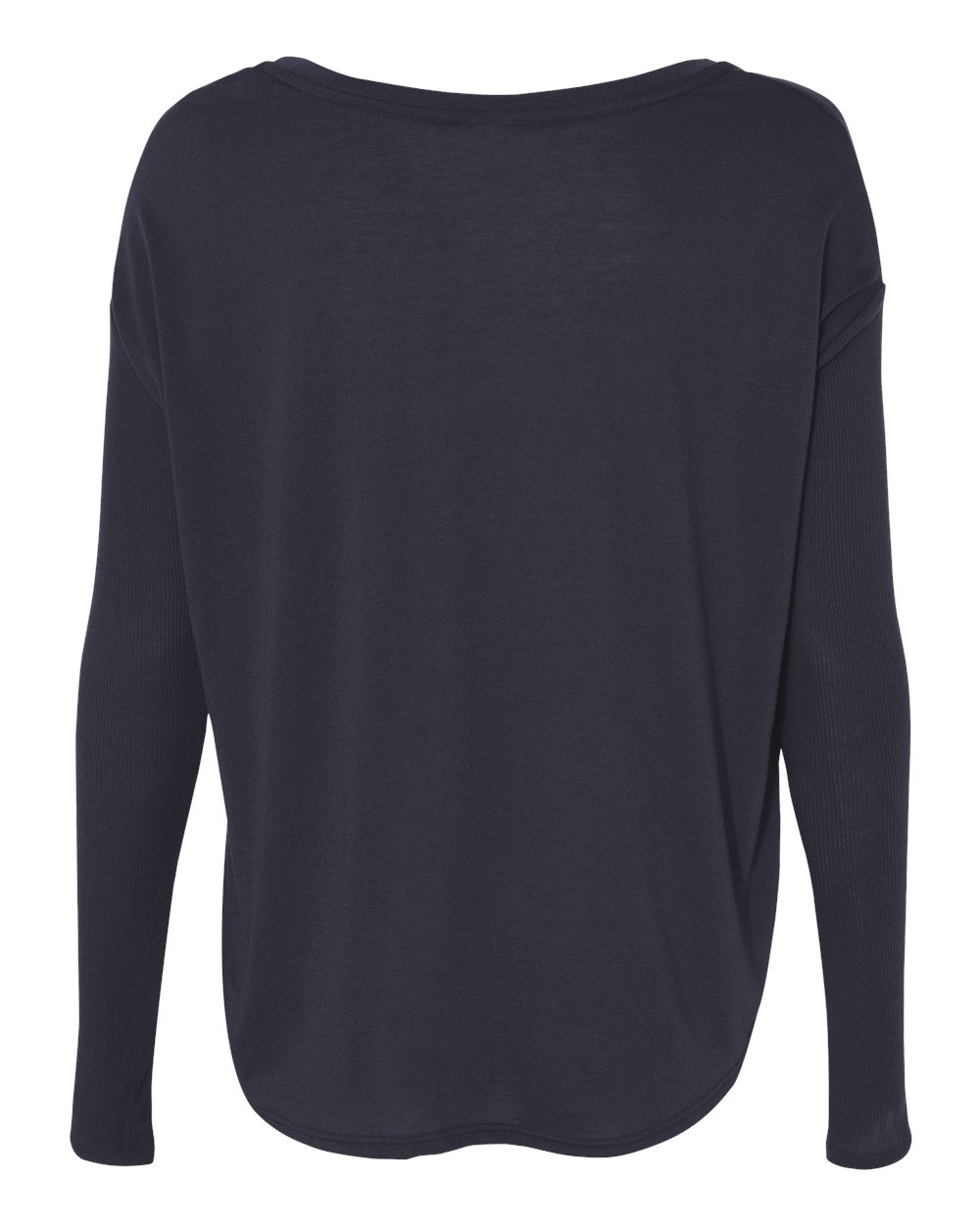 Women’s Flowy 2x1 Ribbed Long Sleeve Tee - Back - B88806653 - Midnight