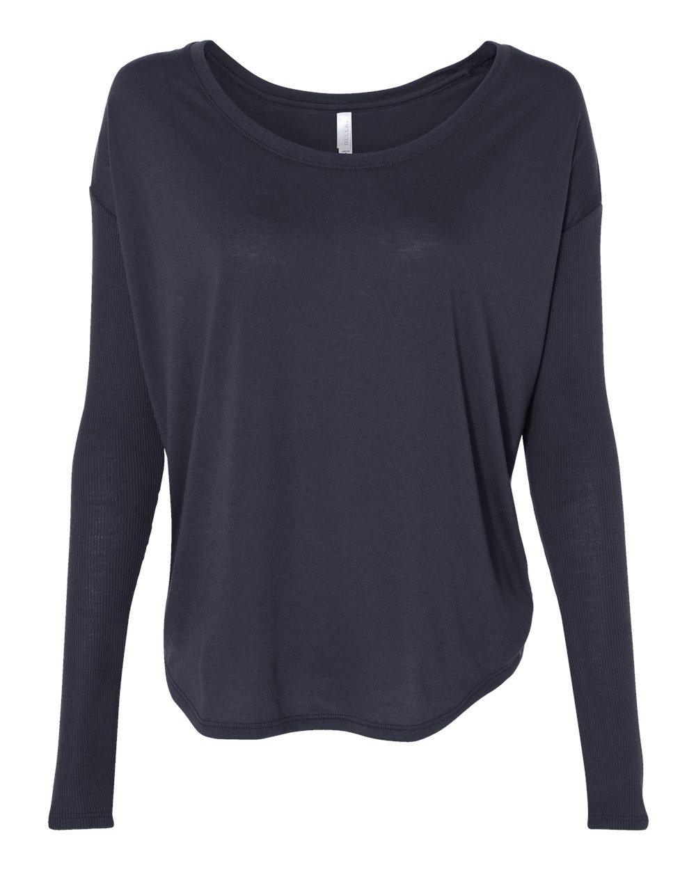 Women’s Flowy 2x1 Ribbed Long Sleeve Tee - Front - B88806653 - Midnight