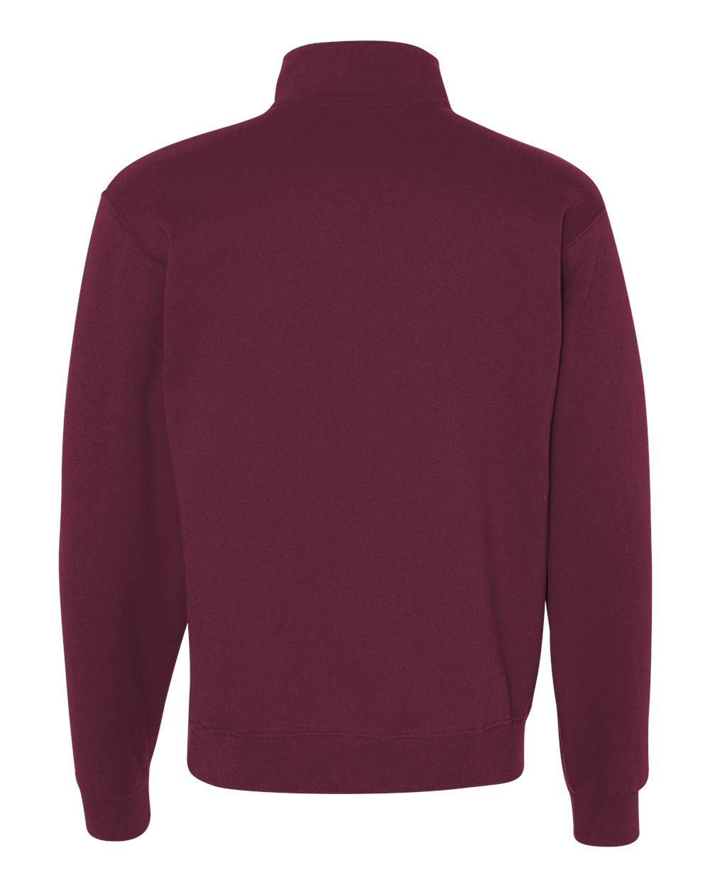 Unisex Nublend® Cadet Collar Quarter-Zip Sweatshirt - Back - B85735533 - Maroon