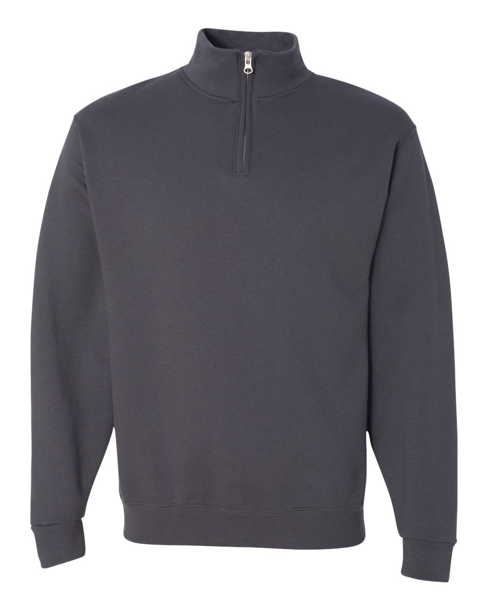 Unisex Nublend® Cadet Collar Quarter-Zip Sweatshirt - Front - B85735093 - Charcoal Grey