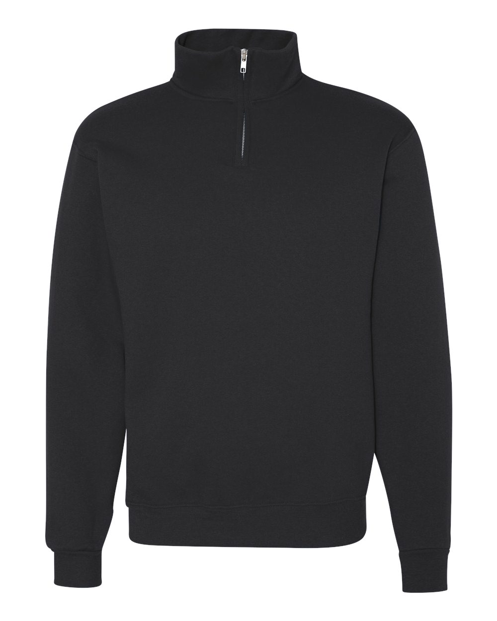 Unisex Nublend® Cadet Collar Quarter-Zip Sweatshirt - Front - B85735503 - Black