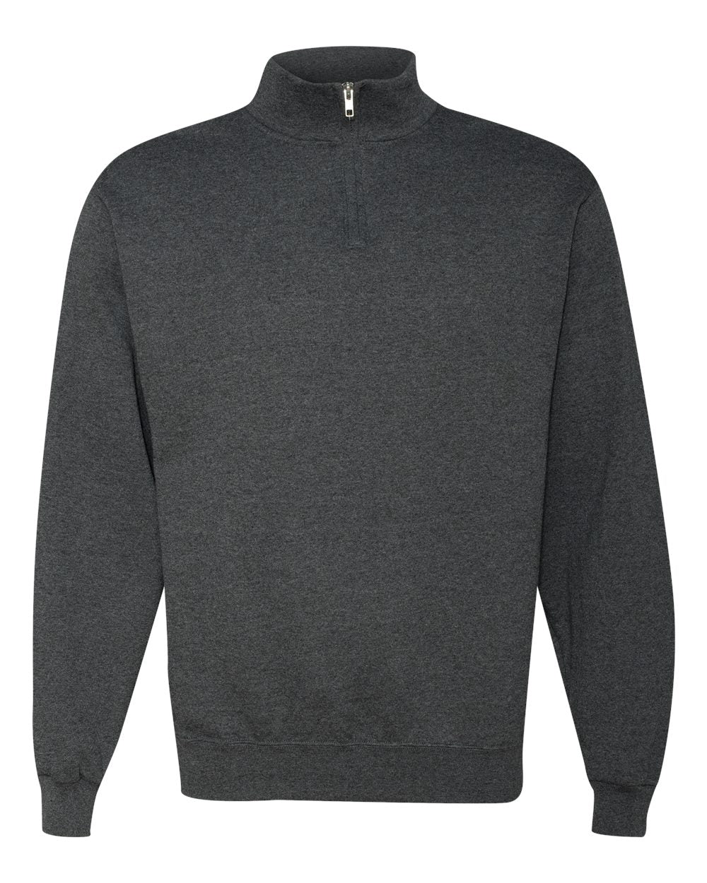 Unisex Nublend® Cadet Collar Quarter-Zip Sweatshirt - Front - B85735513 - Black Heather