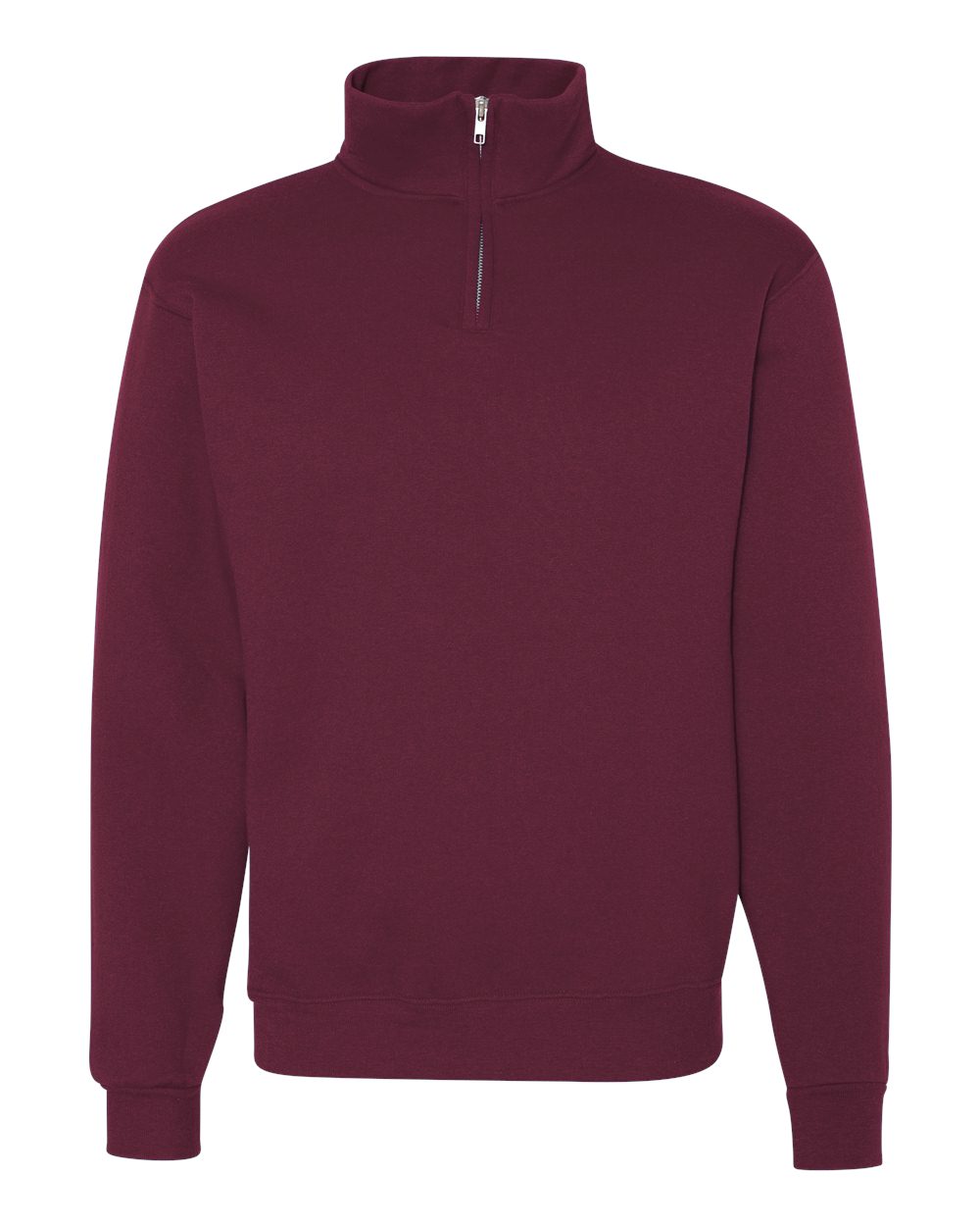 Unisex Nublend® Cadet Collar Quarter-Zip Sweatshirt - Front - B85735533 - Maroon