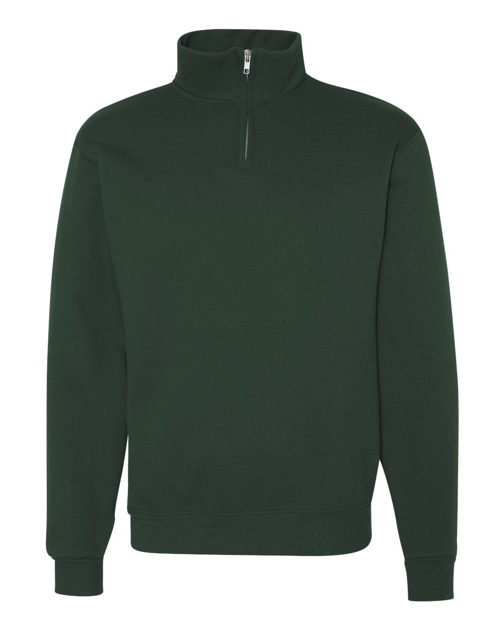 Unisex Nublend® Cadet Collar Quarter-Zip Sweatshirt - Front - B85735543 - Forest Green