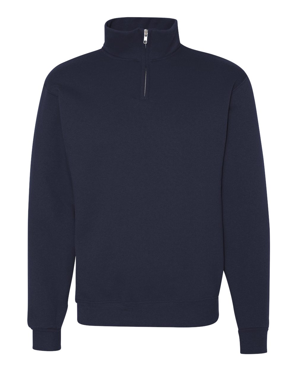 Unisex Nublend® Cadet Collar Quarter-Zip Sweatshirt - Front - B85735653 - J. Navy