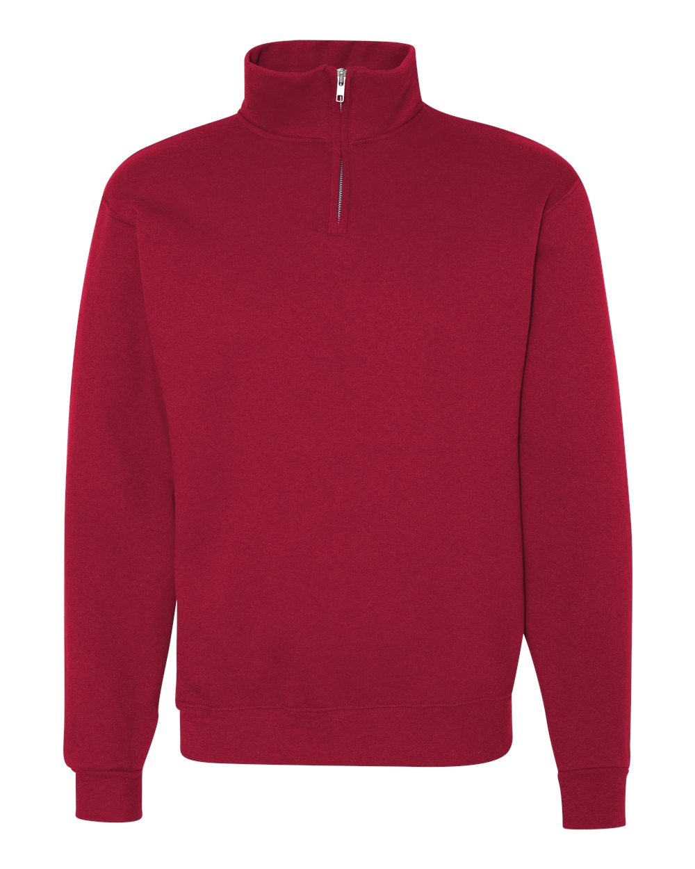 Unisex Nublend® Cadet Collar Quarter-Zip Sweatshirt - Front - B85735703 - True Red
