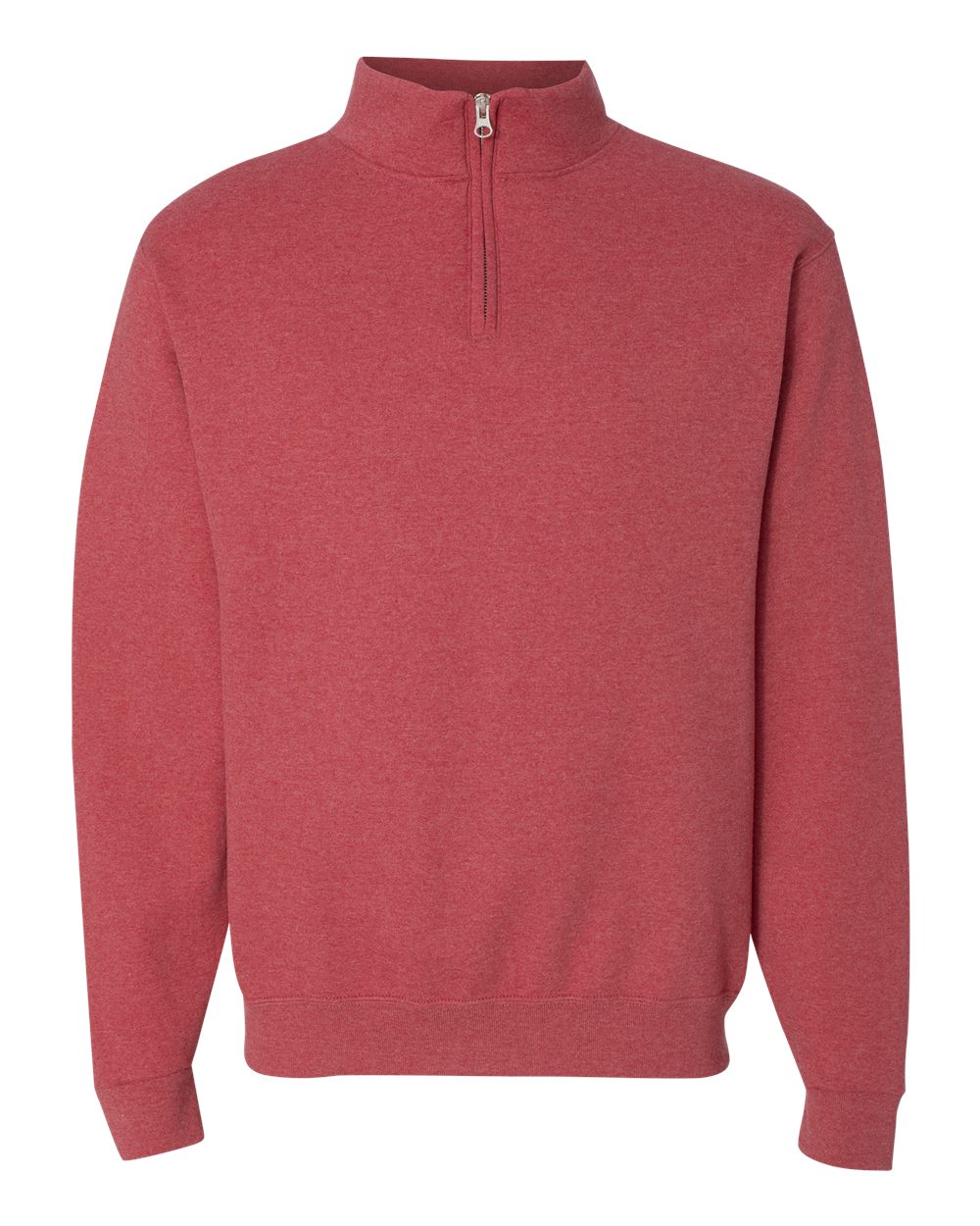 Unisex Nublend® Cadet Collar Quarter-Zip Sweatshirt - Front - B85735713 - Vintage Heather Red