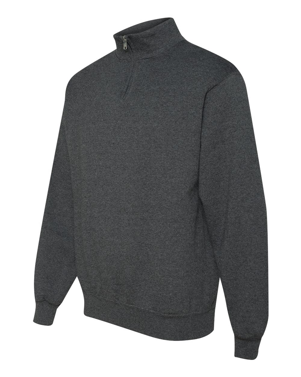 Unisex Nublend® Cadet Collar Quarter-Zip Sweatshirt - Side - B85735513 - Black Heather