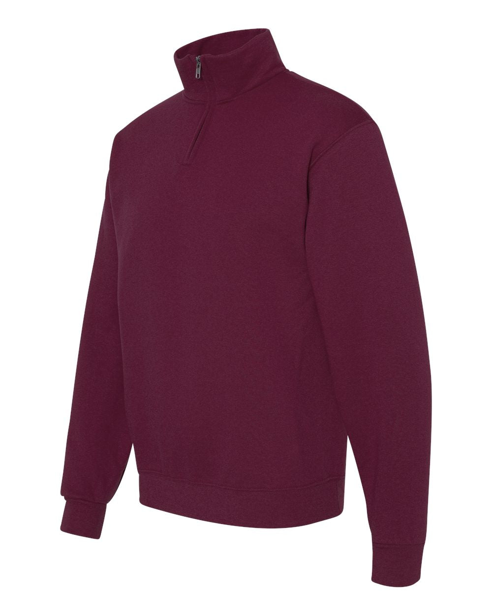 Unisex Nublend® Cadet Collar Quarter-Zip Sweatshirt - Side - B85735533 - Maroon