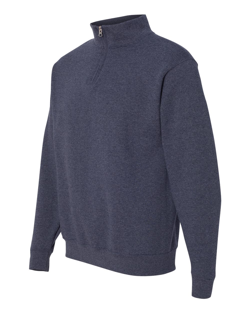 Unisex Nublend® Cadet Collar Quarter-Zip Sweatshirt - Side - B85735643 - Vintage Heather Navy