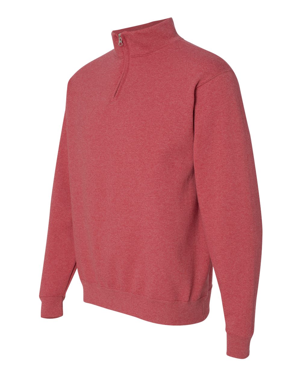 Unisex Nublend® Cadet Collar Quarter-Zip Sweatshirt - Side - B85735713 - Vintage Heather Red