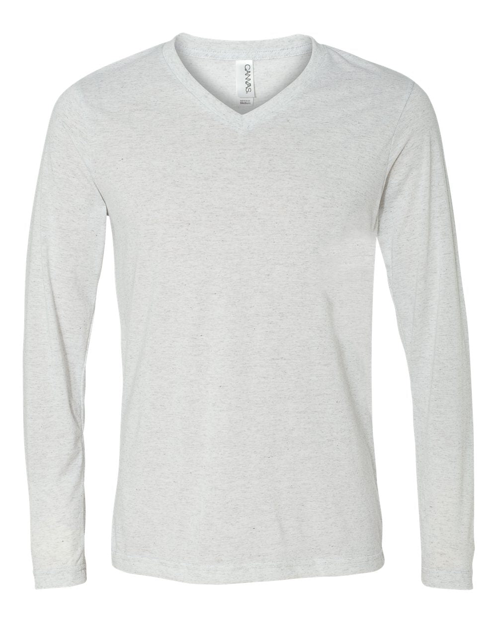 Unisex Long Sleeve V-Neck Tee - Front - B80206002 - White Fleck Triblend