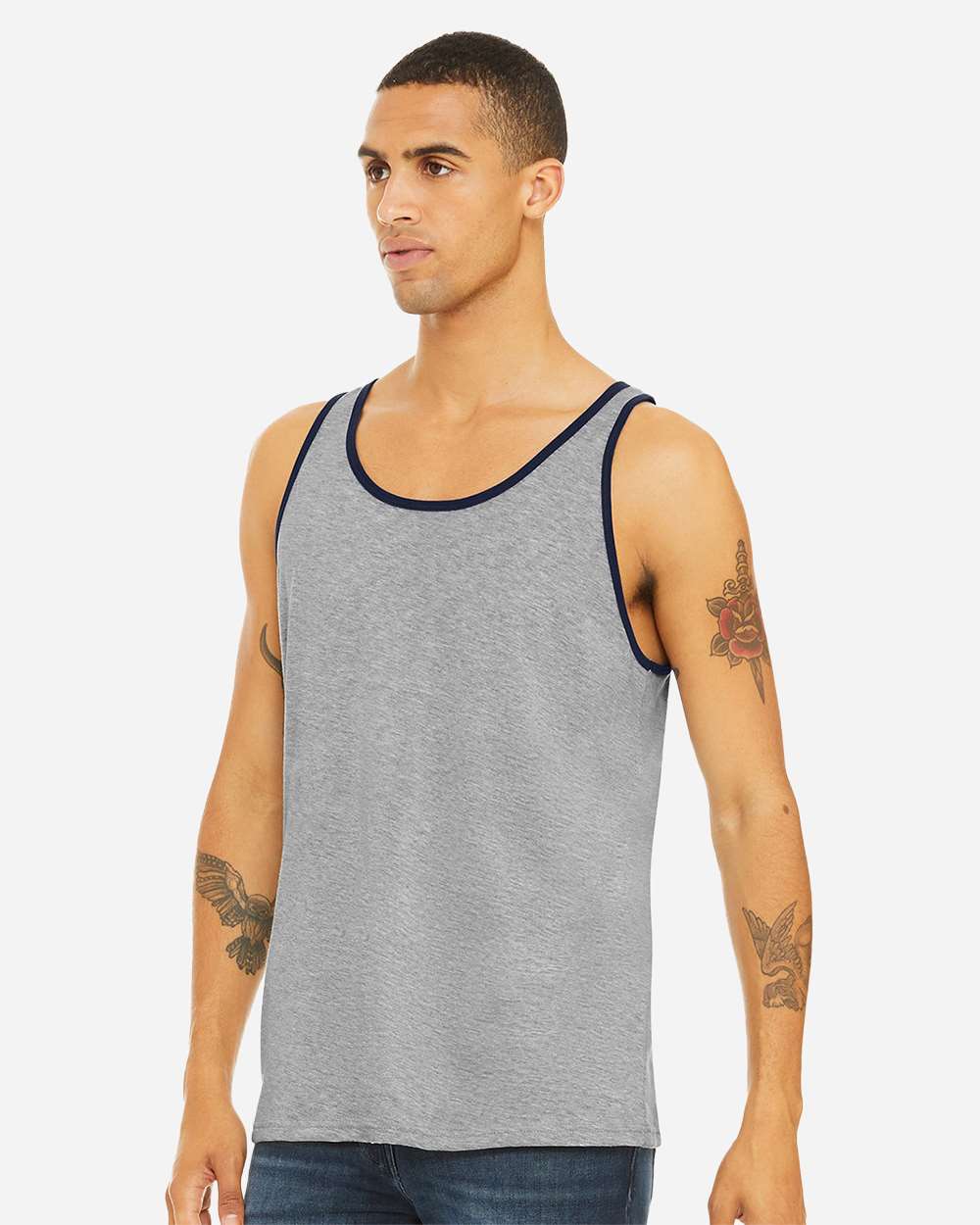 Jersey Tank - OnModelSide - B80806572 - Athletic Heather/ Navy