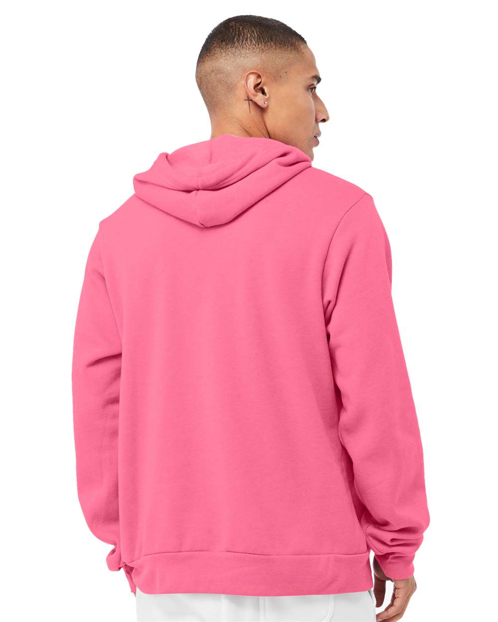 Unisex Sponge Fleece Hoodie - OnModelBack - B86306462 - Heather Charity Pink