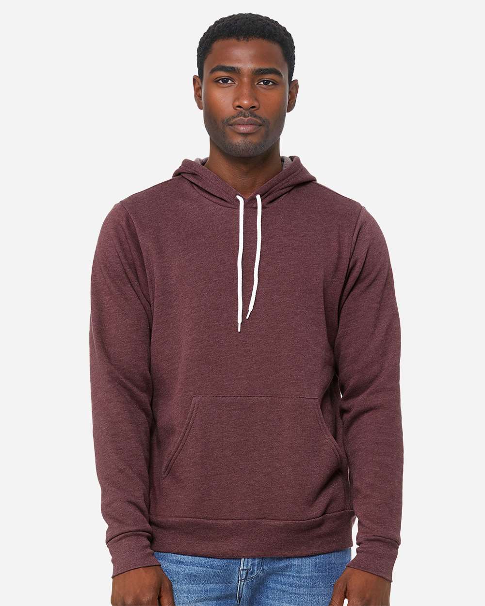 Unisex Sponge Fleece Hoodie - OnModelFront - B86306032 - Heather Maroon