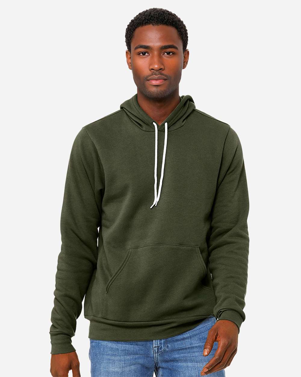 Unisex Sponge Fleece Hoodie - OnModelFront - B86306062 - Military Green