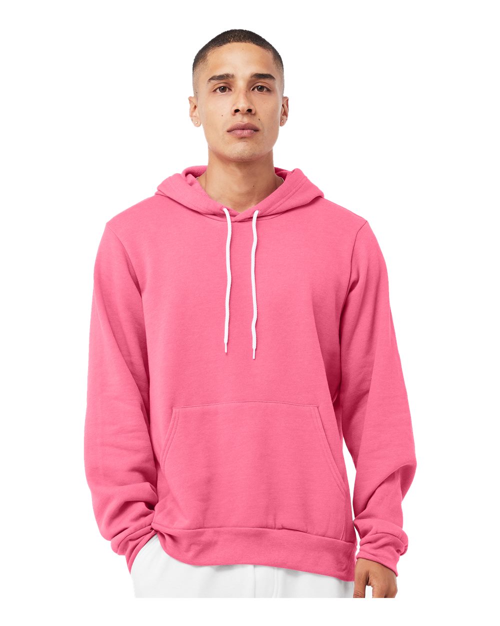 Unisex Sponge Fleece Hoodie - OnModelFront - B86306462 - Heather Charity Pink