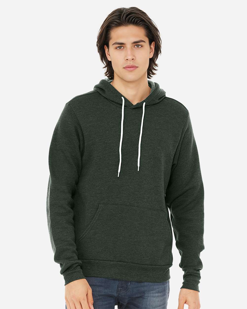 Unisex Sponge Fleece Hoodie - OnModelFront - B86306572 - Heather Forest