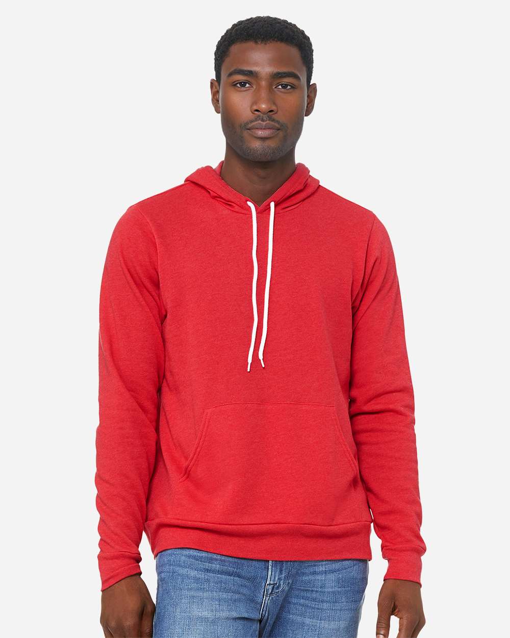Unisex Sponge Fleece Hoodie - OnModelFront - B86306722 - Heather Red