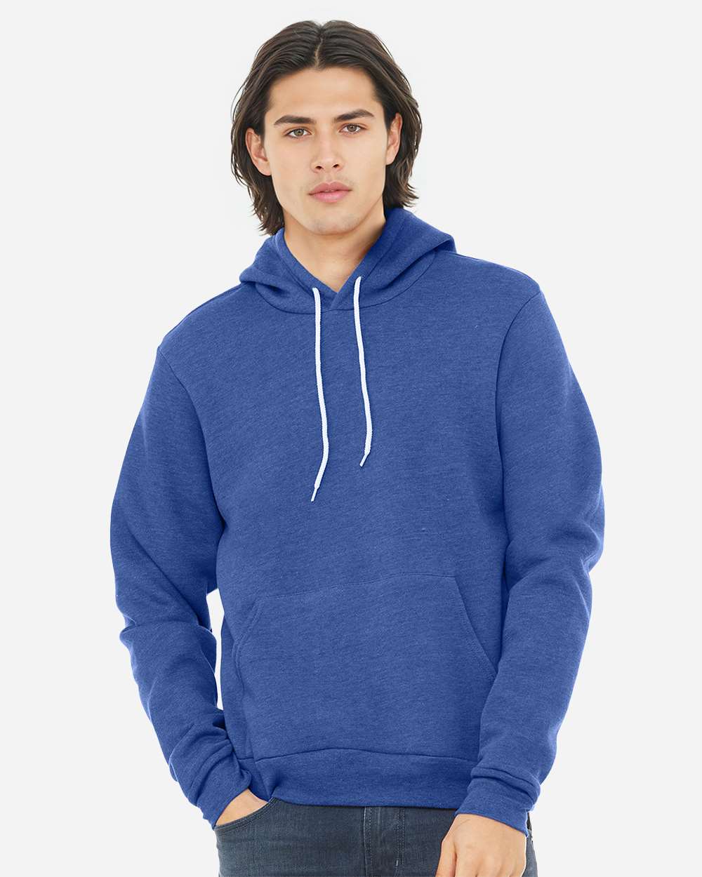 Unisex Sponge Fleece Hoodie - OnModelFront - B86306762 - Heather True Royal