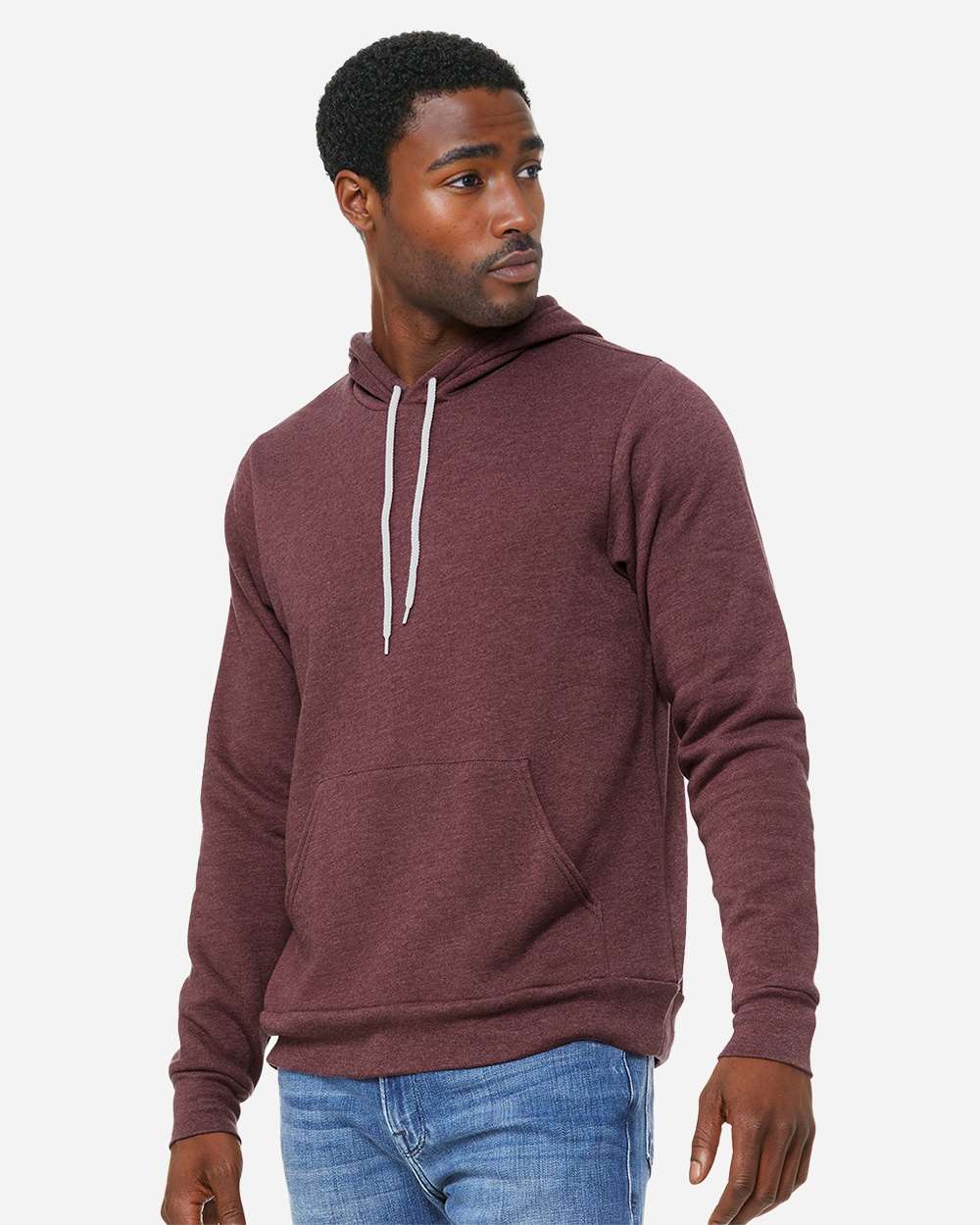 Unisex Sponge Fleece Hoodie - OnModelSide - B86306032 - Heather Maroon