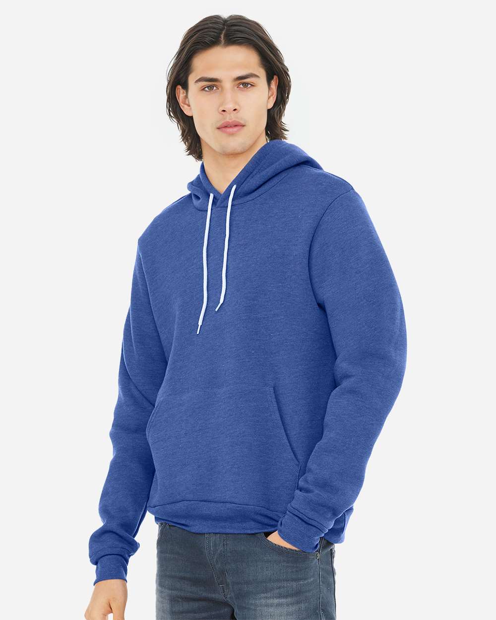 Unisex Sponge Fleece Hoodie - OnModelSide - B86306762 - Heather True Royal