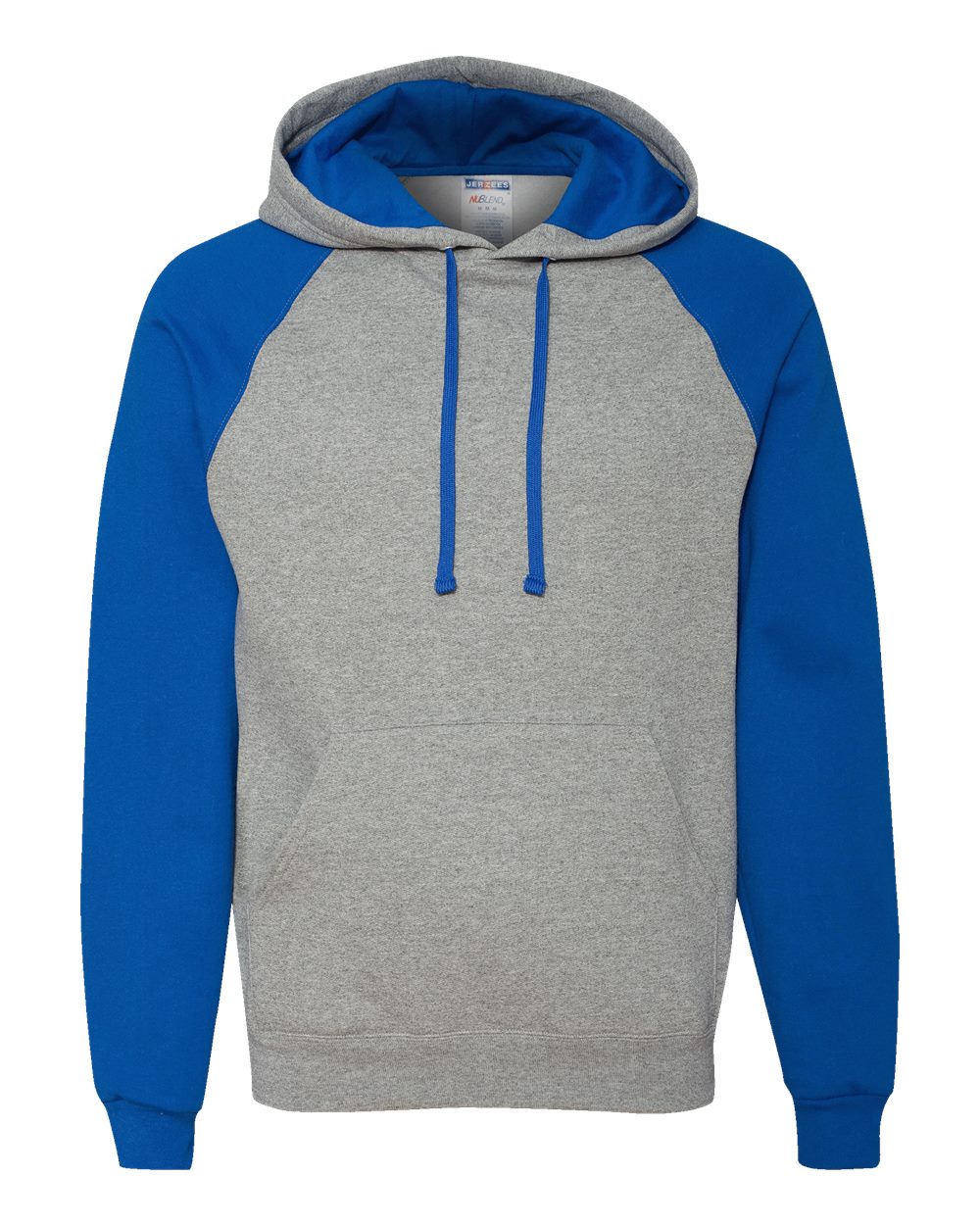 Unisex Nublend® Colorblocked Raglan Hooded Sweatshirt - Front - B86035753 - Oxford/ Royal