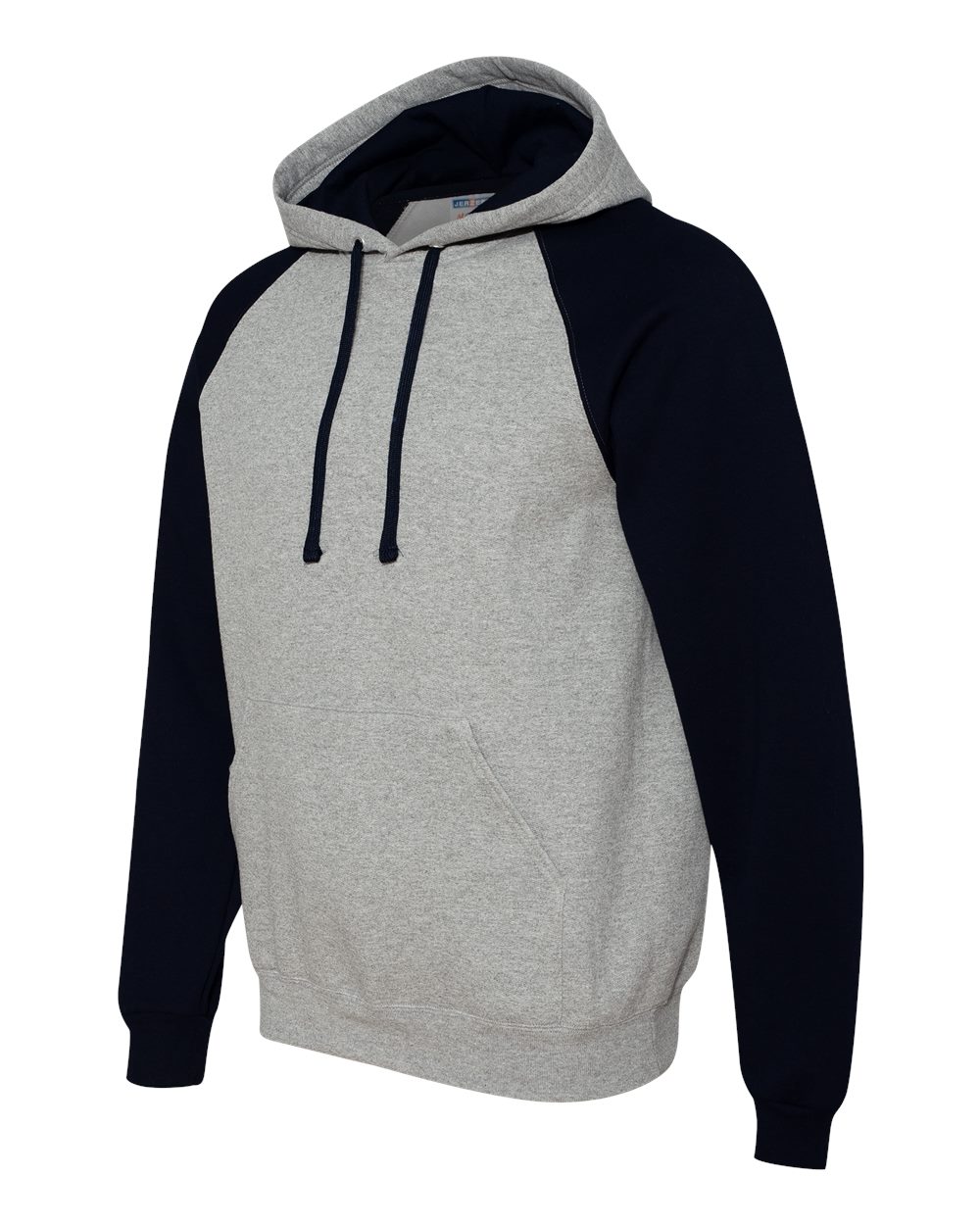 Unisex Nublend® Colorblocked Raglan Hooded Sweatshirt - Side - B86035503 - Oxford/ Black