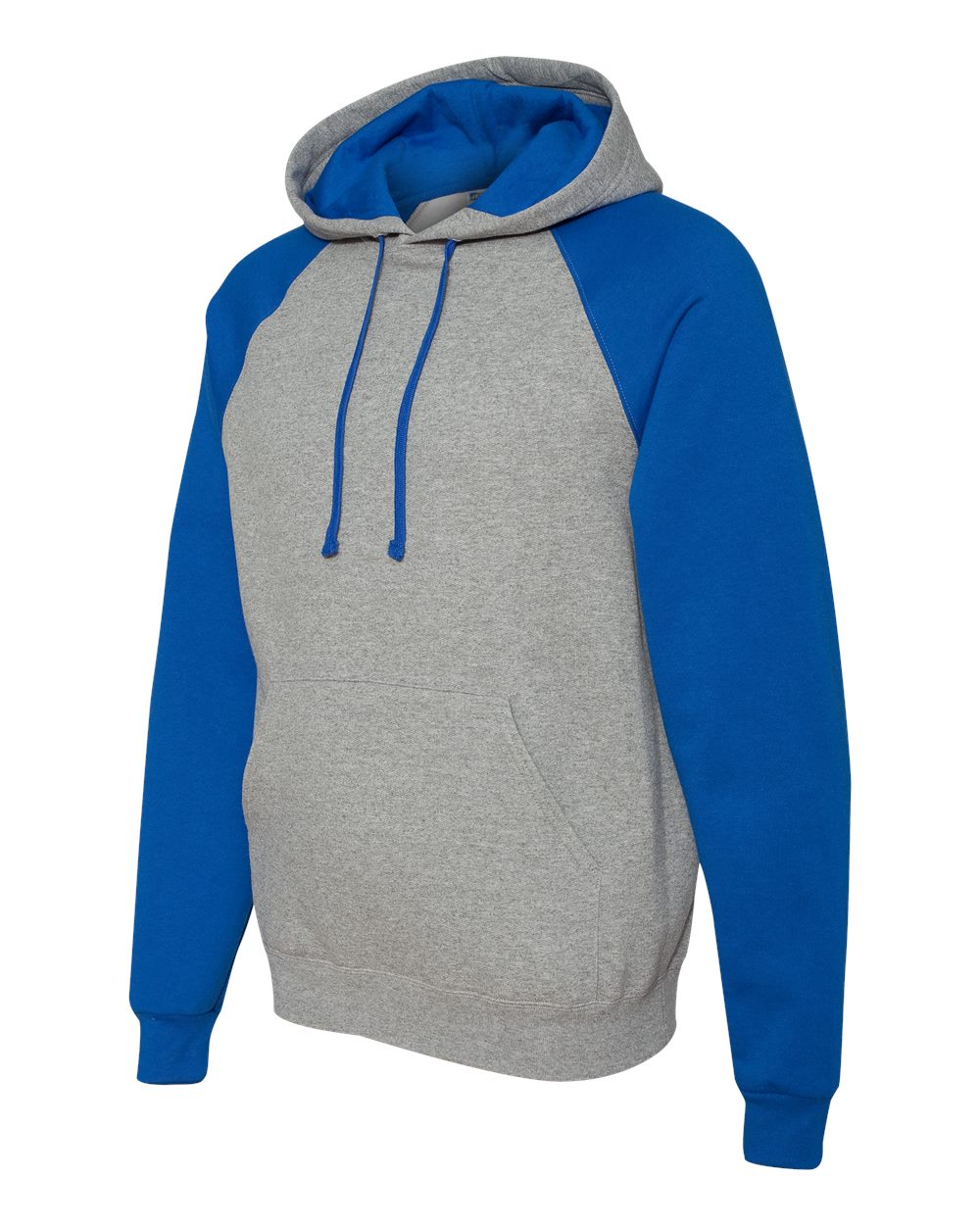 Unisex Nublend® Colorblocked Raglan Hooded Sweatshirt - Side - B86035753 - Oxford/ Royal