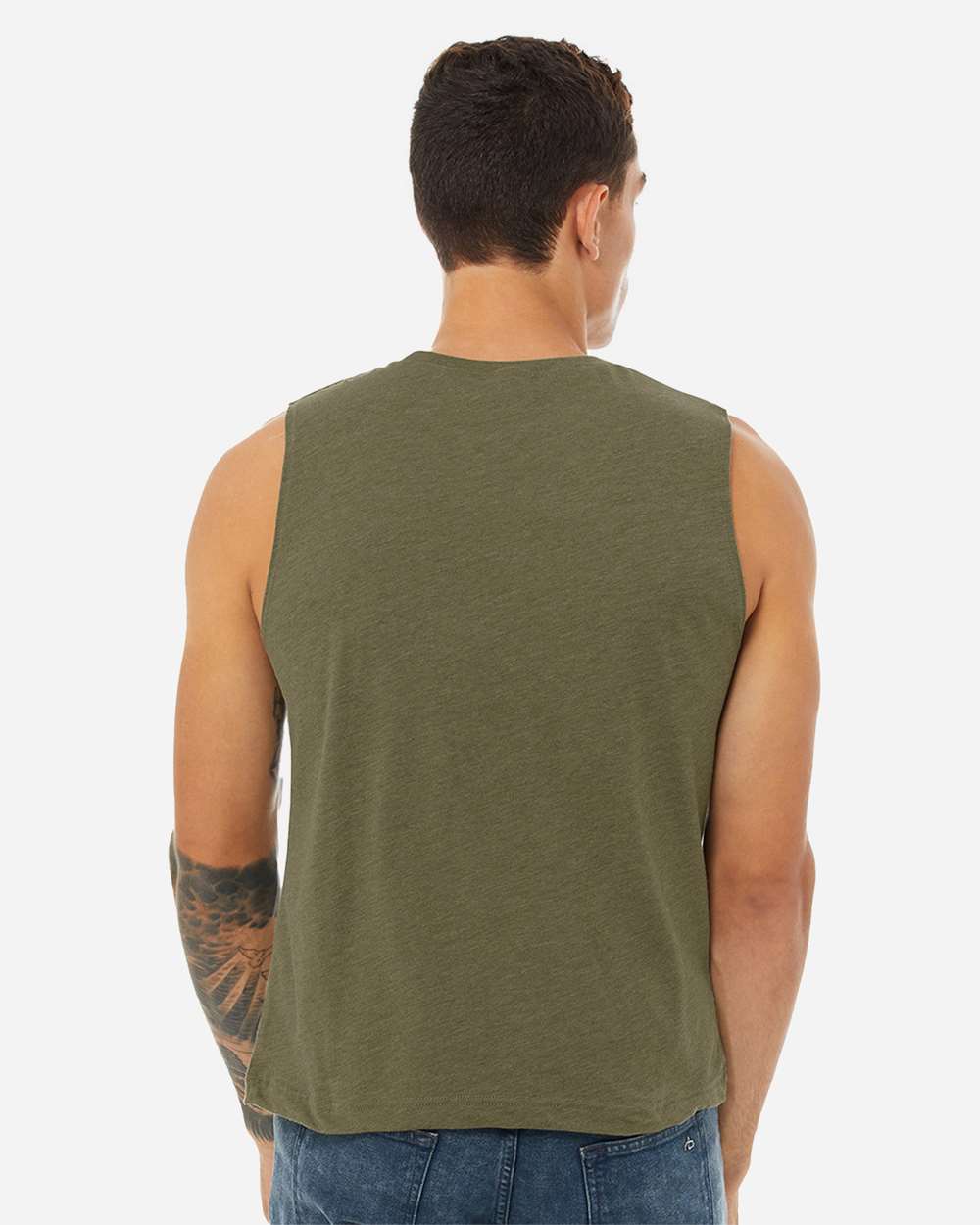 Jersey Muscle Tank - OnModelBack - B80906642 - Heather Olive