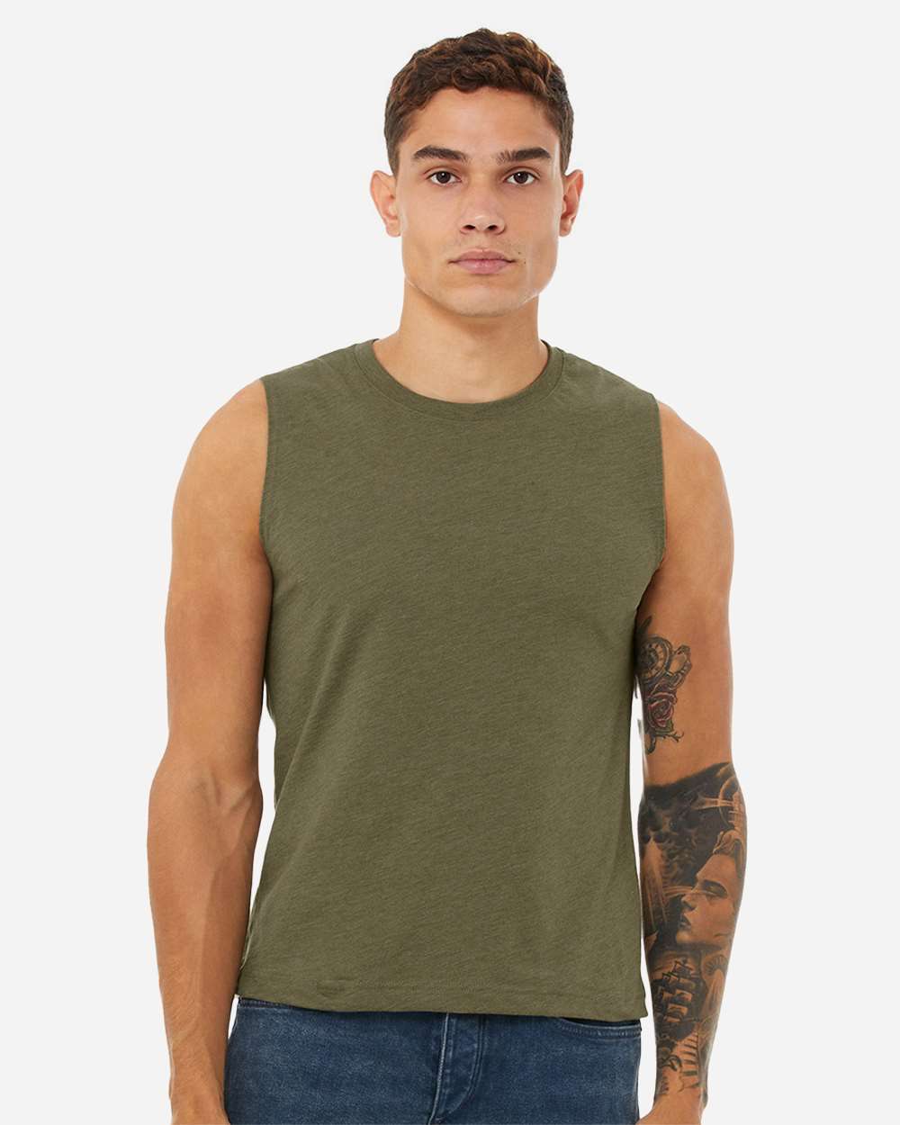 Jersey Muscle Tank - OnModelFront - B80906642 - Heather Olive