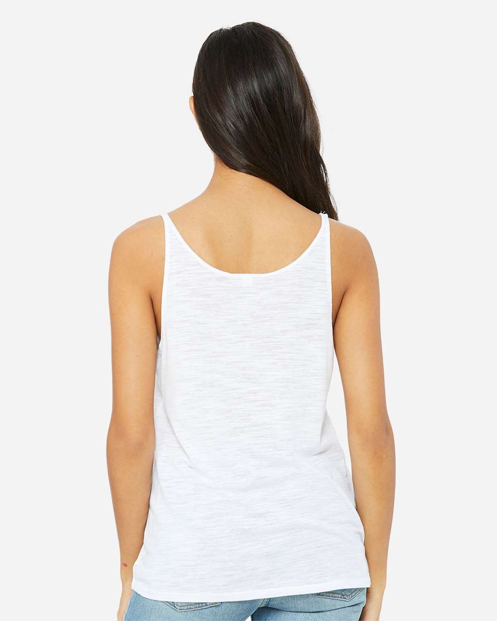 Women's Slouchy Tank - OnModelBack - B55906016 - White Slub