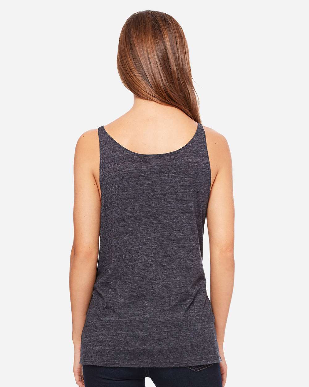 Women's Slouchy Tank - OnModelBack - B55906513 - Charcoal Black Slub