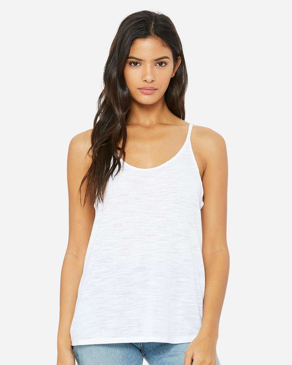Women's Slouchy Tank - OnModelFront - B55906016 - White Slub