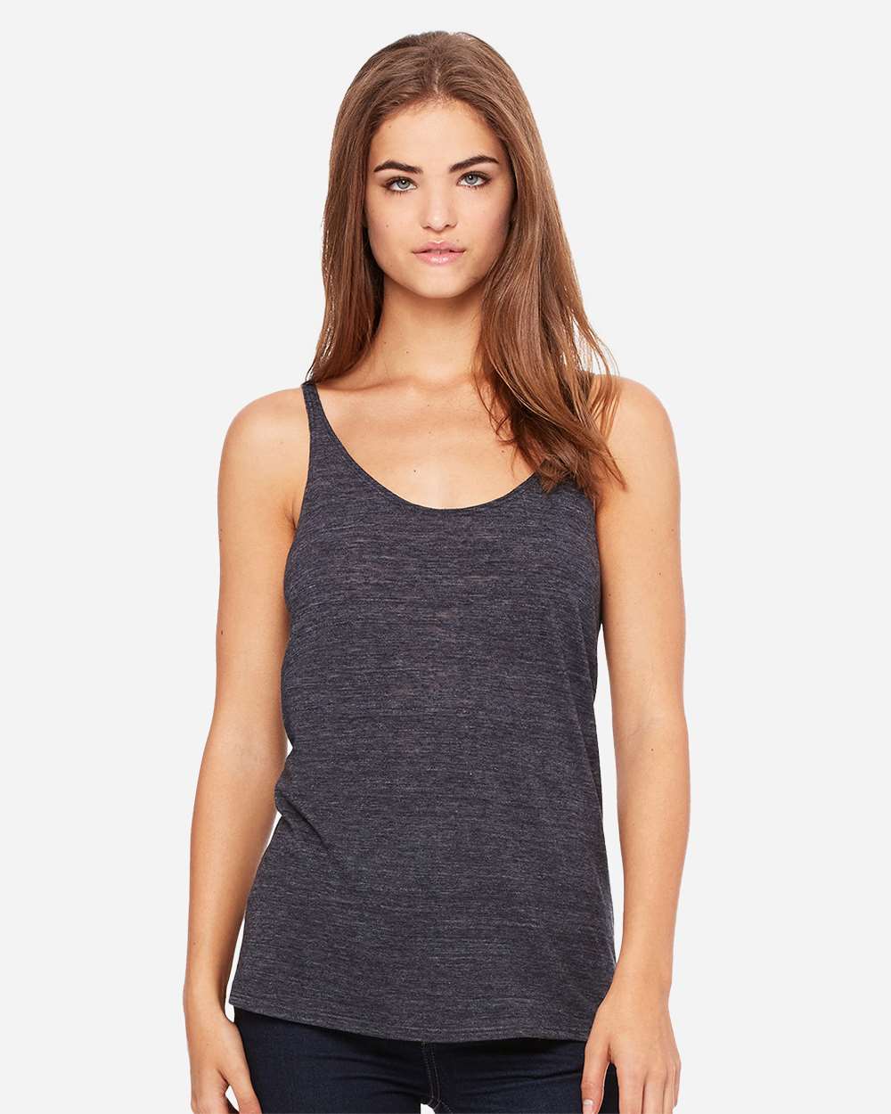 Women's Slouchy Tank - OnModelFront - B55906513 - Charcoal Black Slub