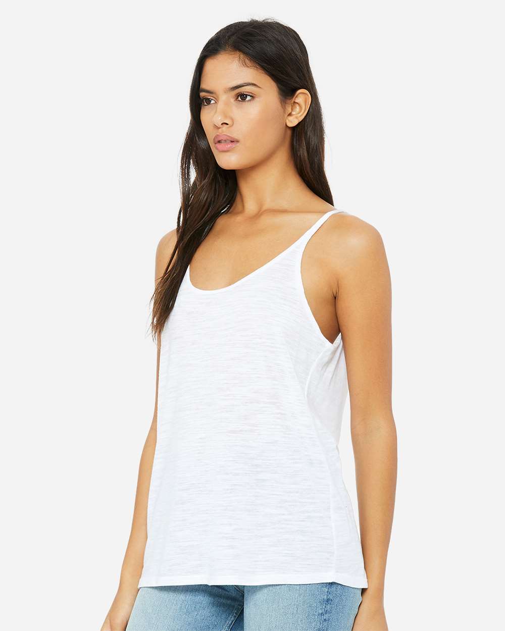 Women's Slouchy Tank - OnModelSide - B55906016 - White Slub