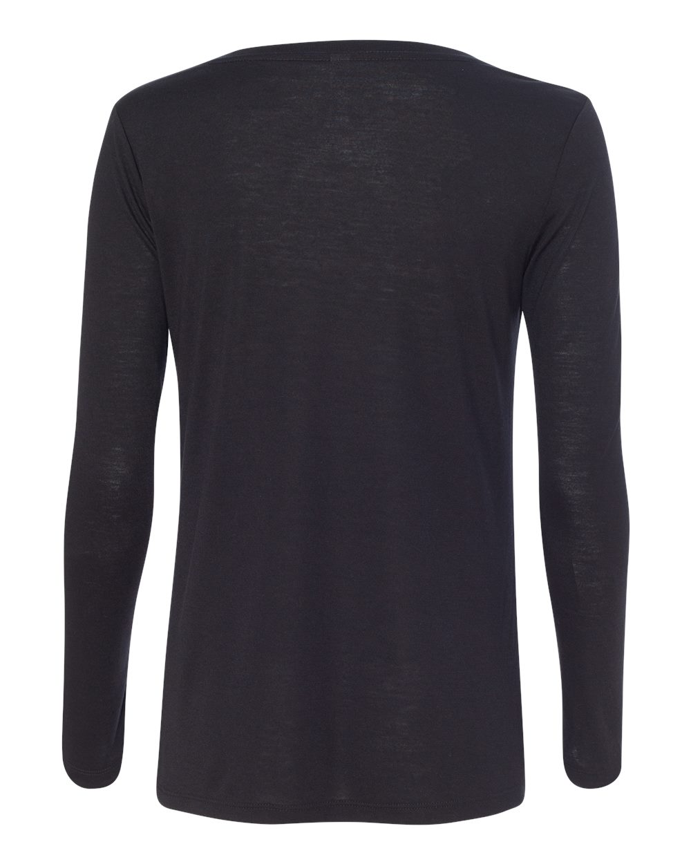 Women's Flowy Long Sleeve V-Neck Tee - Back - B56106503 - Black